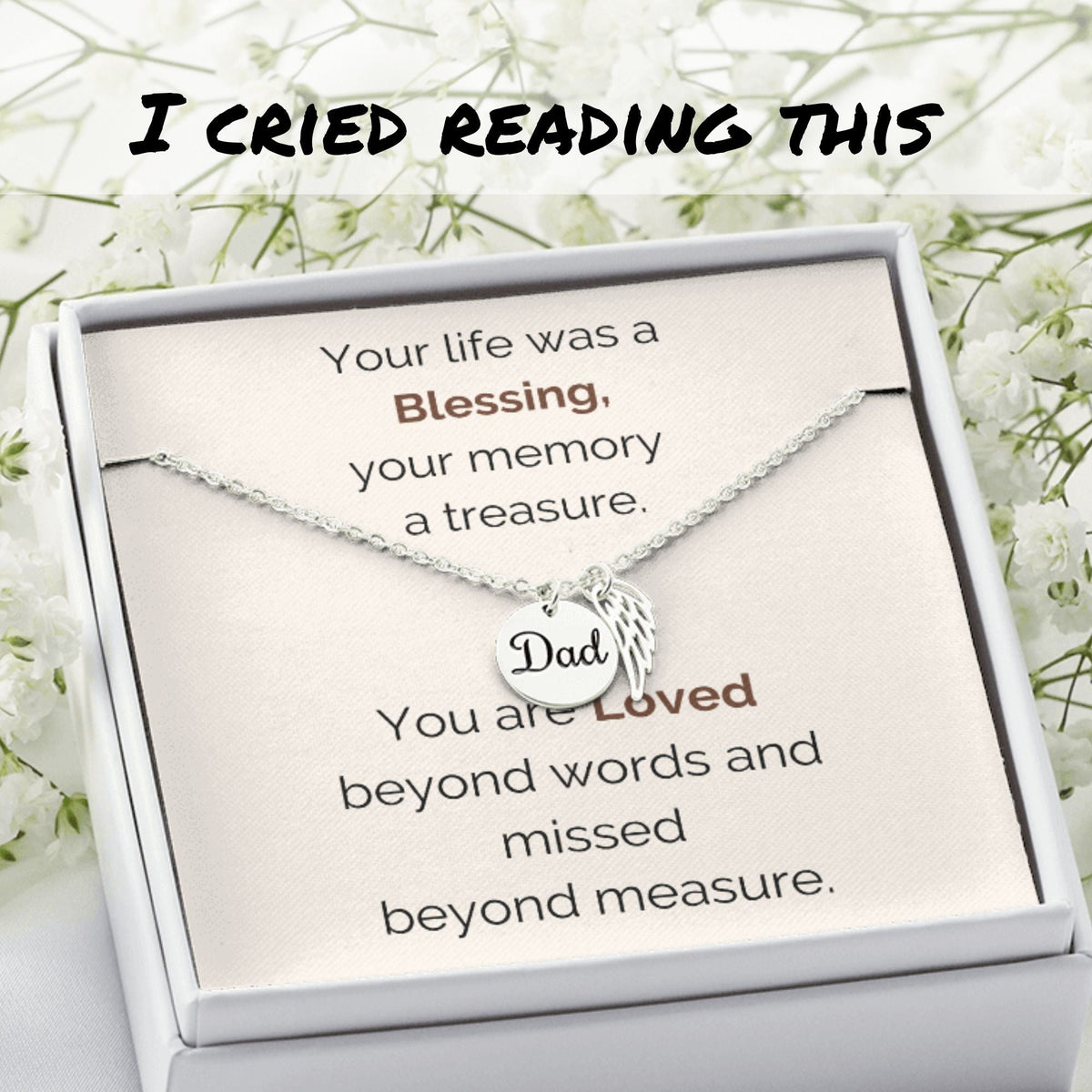 Angel Wing Necklace Dad remembrance Jewelry ShineOn Fulfillment Dad - Polished Stainless Steel Standard Box 