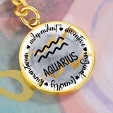 AQUARIUS: Independent, inventive, original, friendly, humanitarian - Graphic Circle Keychain Jewelry ShineOn Fulfillment 