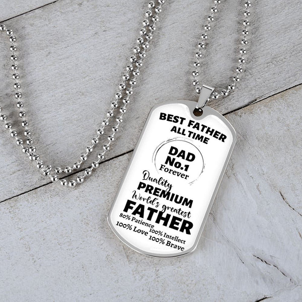 Best Father all Time - Dad No.1 - Military Chain Jewelry ShineOn Fulfillment 