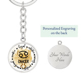 CANCER: Loyal, intuitive, caring, protective, emotional, creative. - Graphic Circle Keychain Jewelry ShineOn Fulfillment Luxury Keychain (.316 Surgical Steel) Yes 