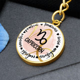 CAPRICORN: Tenacious, wise, ambitious, realistic, sensitive, practical - Graphic Circle Keychain Jewelry ShineOn Fulfillment Luxury Keychain (18K Yellow Gold Finish) No 