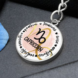 CAPRICORN: Tenacious, wise, ambitious, realistic, sensitive, practical - Graphic Circle Keychain Jewelry ShineOn Fulfillment Luxury Keychain (.316 Surgical Steel) No 