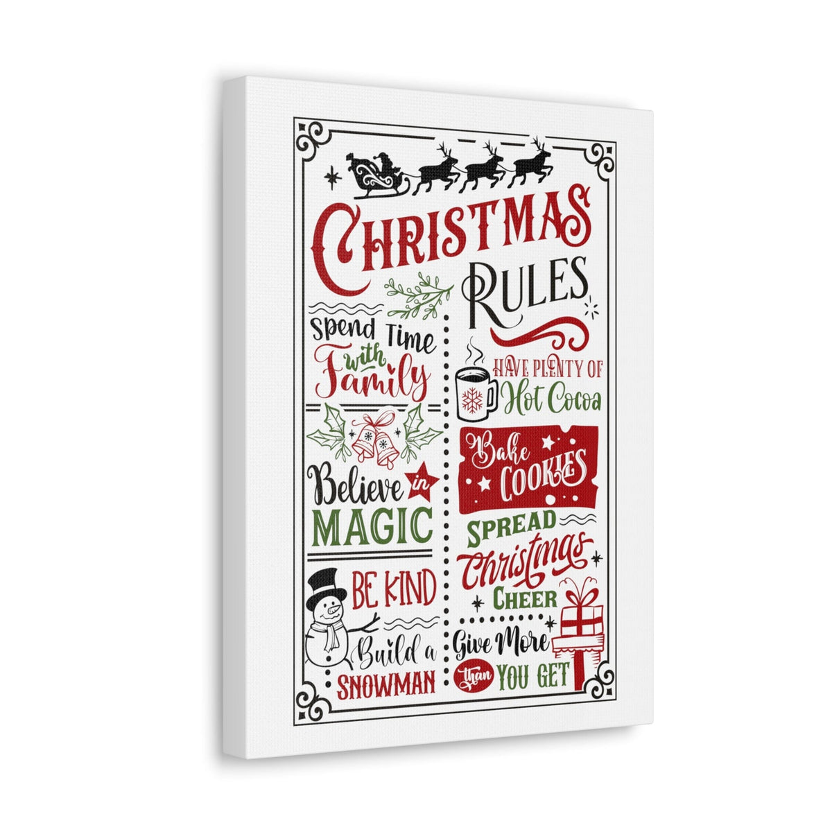Christmas Rules" Artwork: Exclusive Festive Decor Canvas Printify 