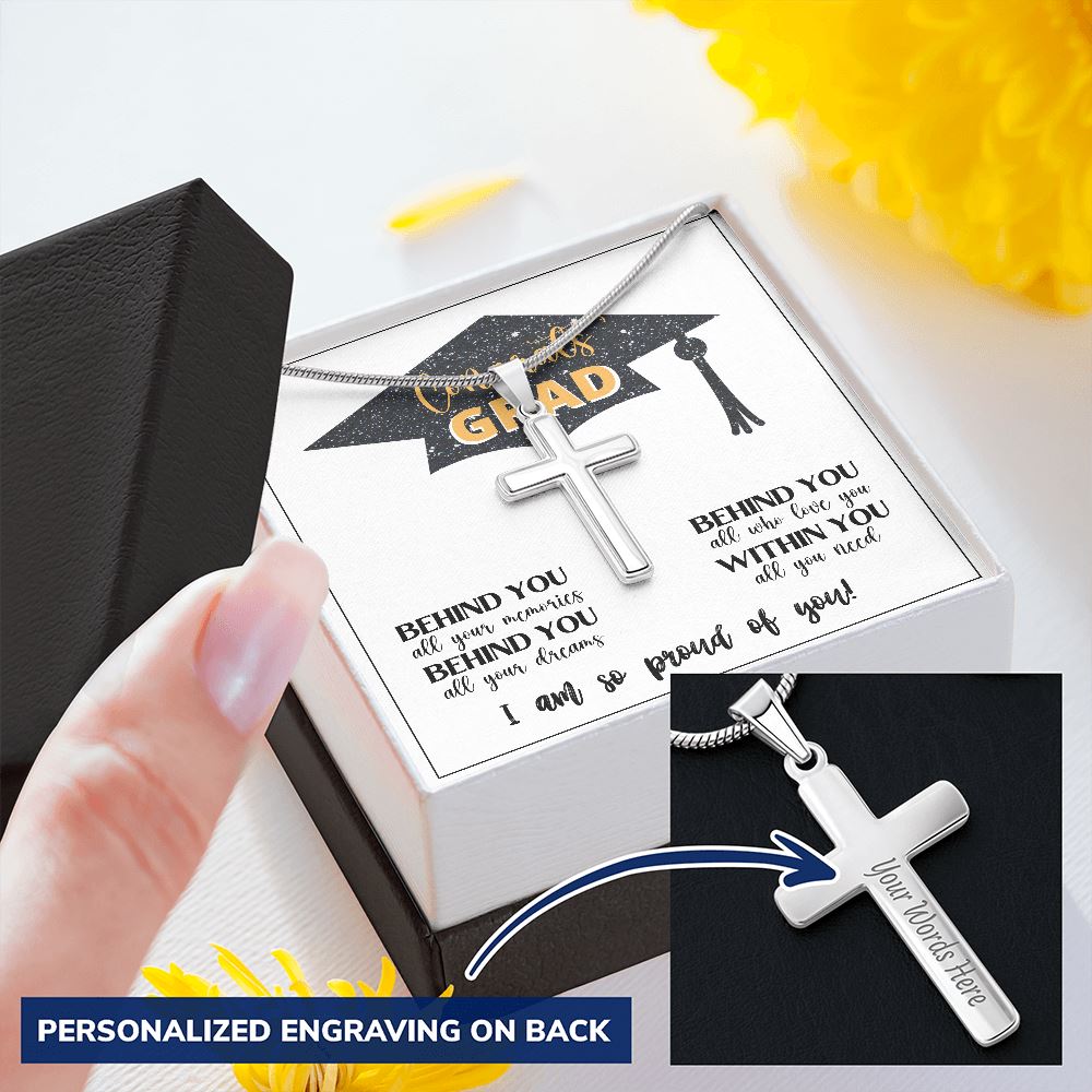 Congrats GRAD - I am so proud of you - Personalized Cross Necklace Jewelry ShineOn Fulfillment 