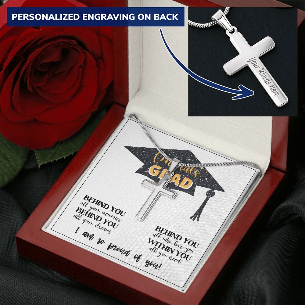 Congrats GRAD - I am so proud of you - Personalized Cross Necklace Jewelry ShineOn Fulfillment 