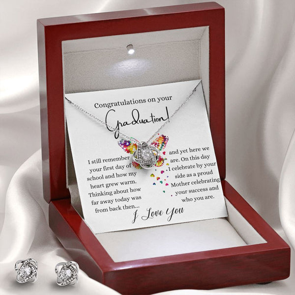 Congratulations on your Graduation - Love Knot Earring & Necklace Set! Jewelry ShineOn Fulfillment 