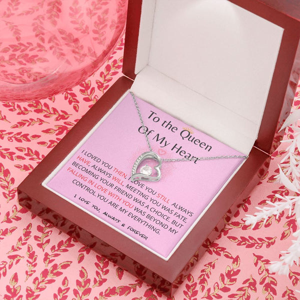 (Exclusive Offer) To The Queen Of My Heart - Forever Love Necklace - Pink Jewelry ShineOn Fulfillment 14k White Gold Finish Luxury Box 