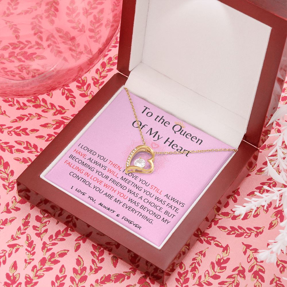 (Exclusive Offer) To The Queen Of My Heart - Forever Love Necklace - Pink Jewelry ShineOn Fulfillment 18k Yellow Gold Finish Luxury Box 