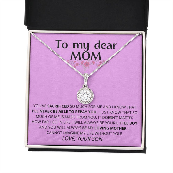 Fucsia - To My Dear Mom | I Can't Imagine My Life Without You | From Son to Mother Necklace Jewelry ShineOn Fulfillment 