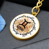 GEMINI: Passionate, Smart, Sociable, Versatile, Adaptable, Outgoing. - Graphic Circle Keychain Jewelry ShineOn Fulfillment Luxury Keychain (18K Yellow Gold Finish) No 