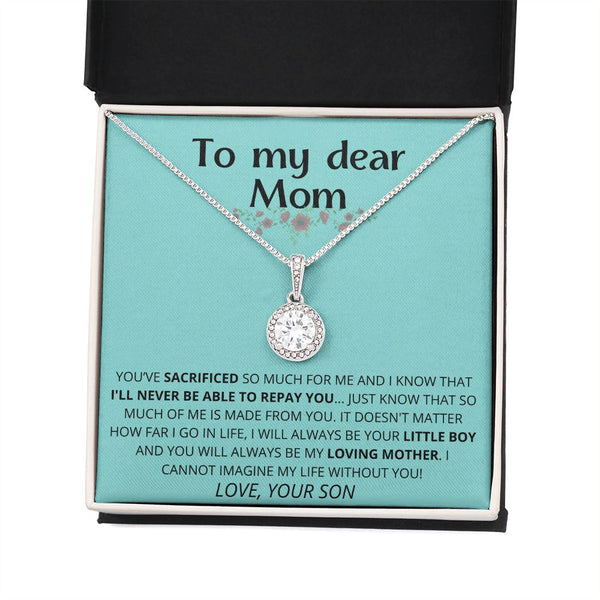 green - To My Dear Mom | I Can't Imagine My Life Without You | From Son to Mother Necklace Jewelry ShineOn Fulfillment 