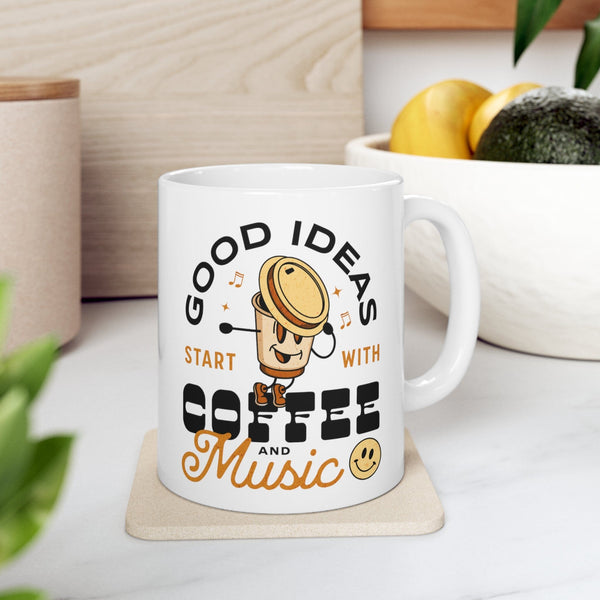 Inspiration-Fueled Coffee & Music Ceramic Mug Mug Printify 