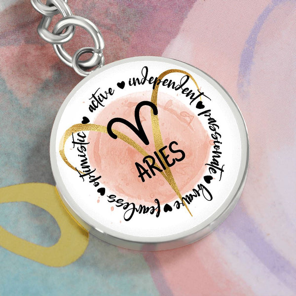 It’s the perfect gift idea for a special someone - Pick up your ARIES Zodiac Keyring circle keychain today. Jewelry ShineOn Fulfillment 