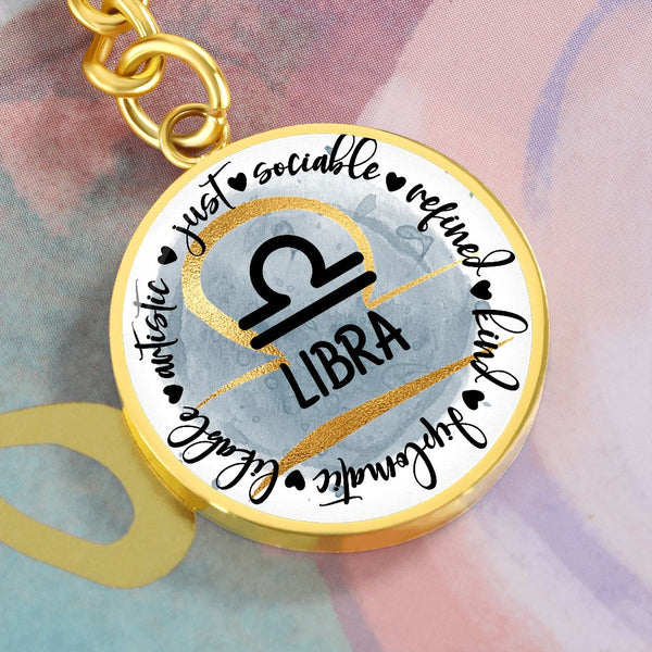 LIBRA: Artistic, just, sociable, refined, kind, diplomatic, likable - Graphic Circle Keychain Jewelry ShineOn Fulfillment 