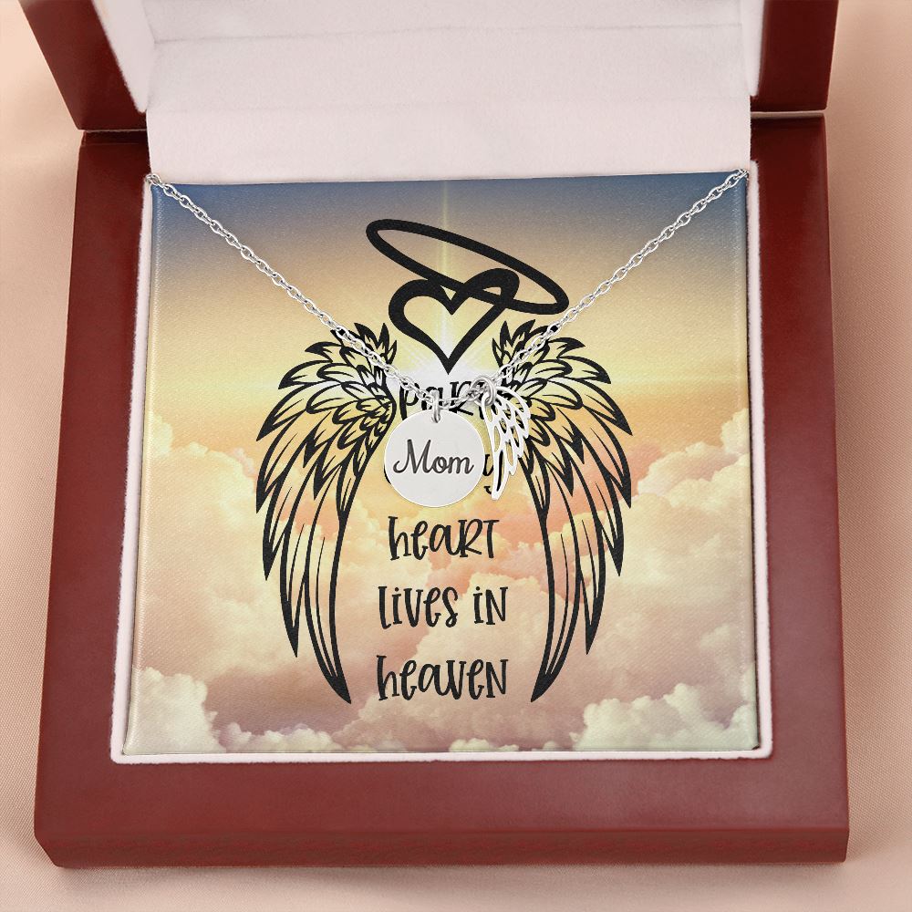 Part of my Heart lives in Heaven - Remembrance Necklace "Mom" Jewelry ShineOn Fulfillment Polished Stainless Steel Luxury Box 