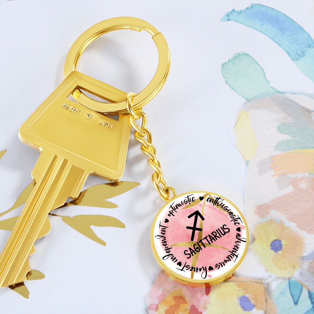 Sagittarius: Optimistic, enthusiastic, adventurous, honest, independent - Graphic Circle Keychain Jewelry ShineOn Fulfillment 