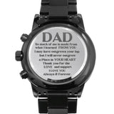 The best gift for your Dad -Engraved Design Black Chronograph Watch Jewelry ShineOn Fulfillment 