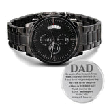 The best gift for your Dad -Engraved Design Black Chronograph Watch Jewelry ShineOn Fulfillment 