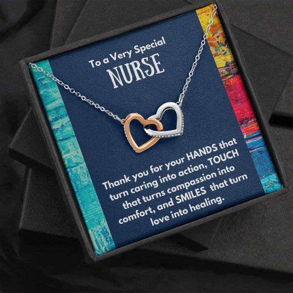 To a Very Special NURSE - Interlocked Hearts Necklace Jewelry ShineOn Fulfillment 