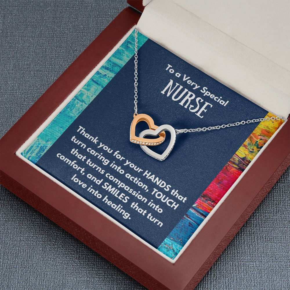 To a Very Special NURSE - Interlocked Hearts Necklace Jewelry ShineOn Fulfillment 