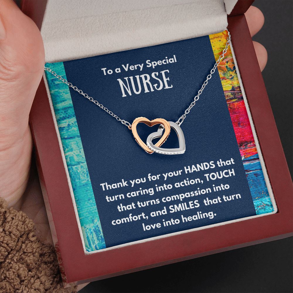 To a Very Special NURSE - Interlocked Hearts Necklace Jewelry ShineOn Fulfillment 