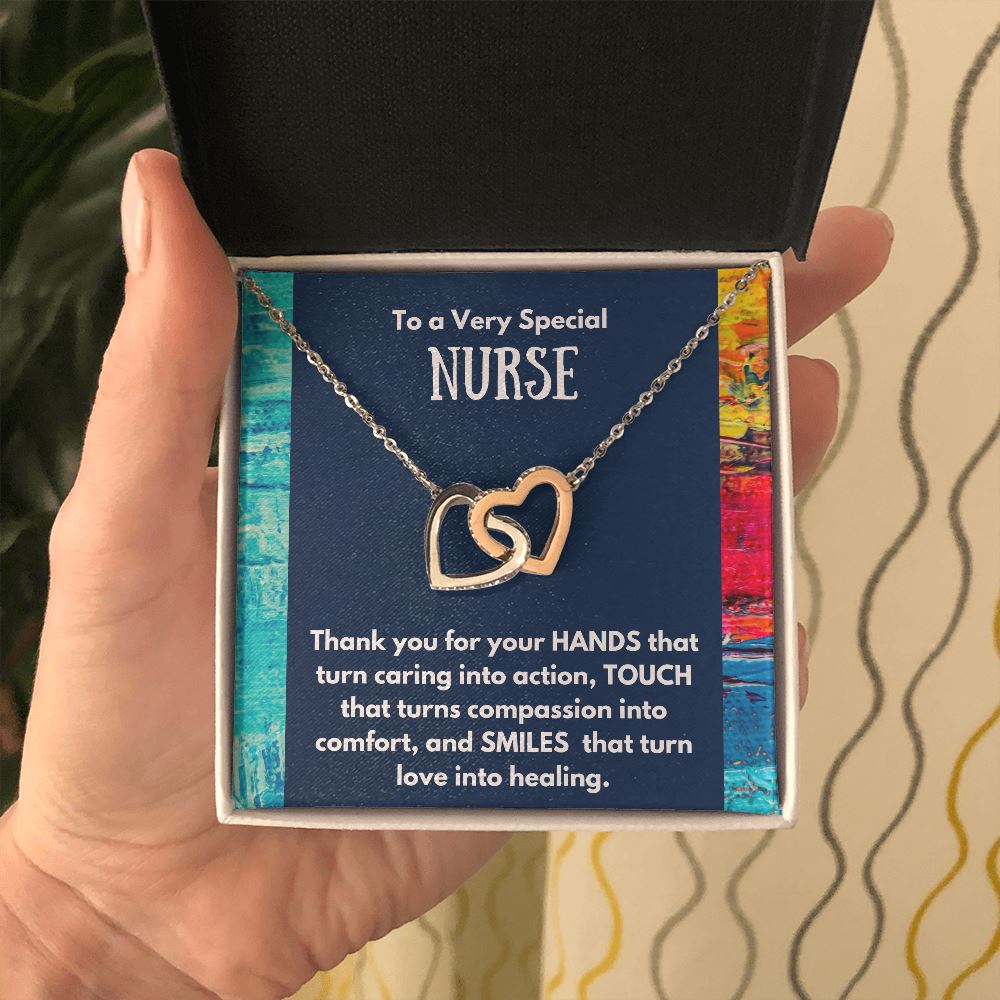 To a Very Special NURSE - Interlocked Hearts Necklace Jewelry ShineOn Fulfillment 