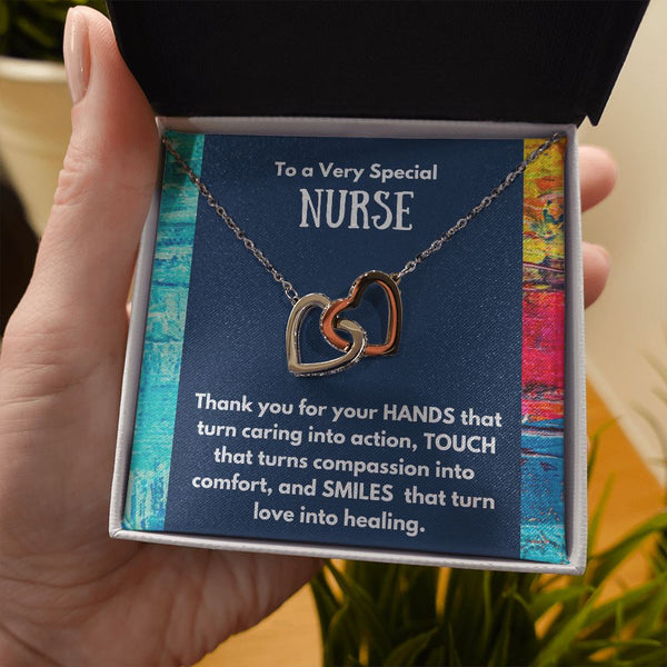 To a Very Special NURSE - Interlocked Hearts Necklace Jewelry ShineOn Fulfillment 