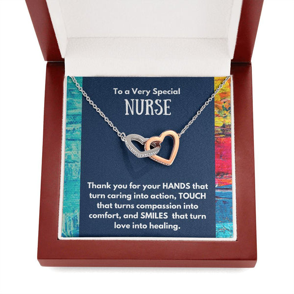 To a Very Special NURSE - Interlocked Hearts Necklace Jewelry ShineOn Fulfillment 