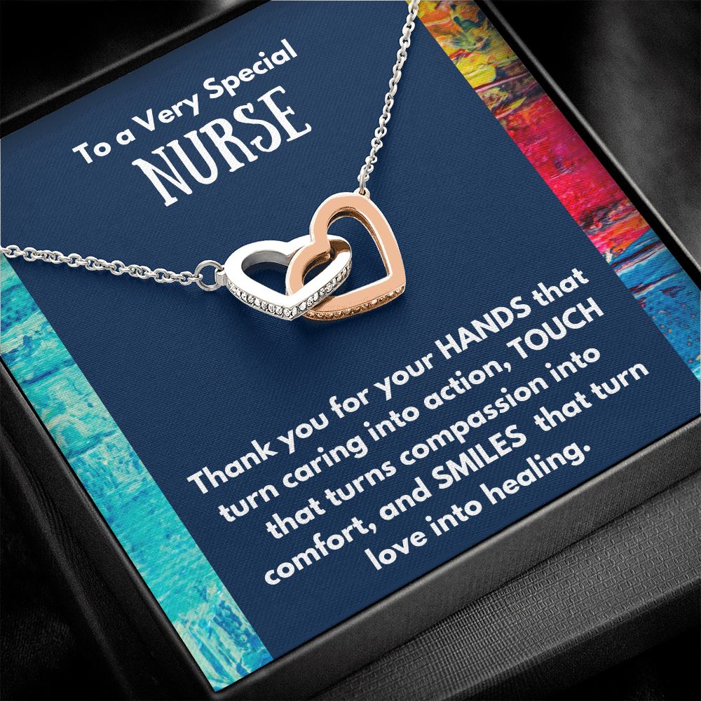 To a Very Special NURSE - Interlocked Hearts Necklace Jewelry ShineOn Fulfillment 