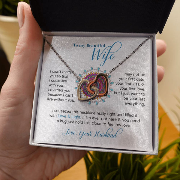 To m y beautiful Wife - Interlocking hearts Necklace Jewelry ShineOn Fulfillment 