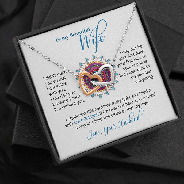 To m y beautiful Wife - Interlocking hearts Necklace Jewelry ShineOn Fulfillment 