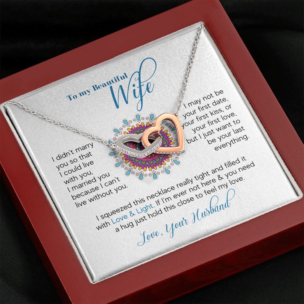 To m y beautiful Wife - Interlocking hearts Necklace Jewelry ShineOn Fulfillment 
