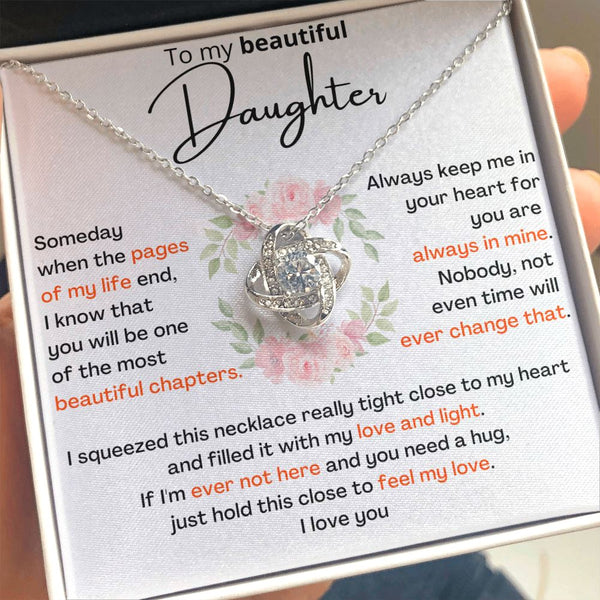 To My Beautiful Daughter - the most beautiful chapters- Love Knot Necklace Jewelry ShineOn Fulfillment 