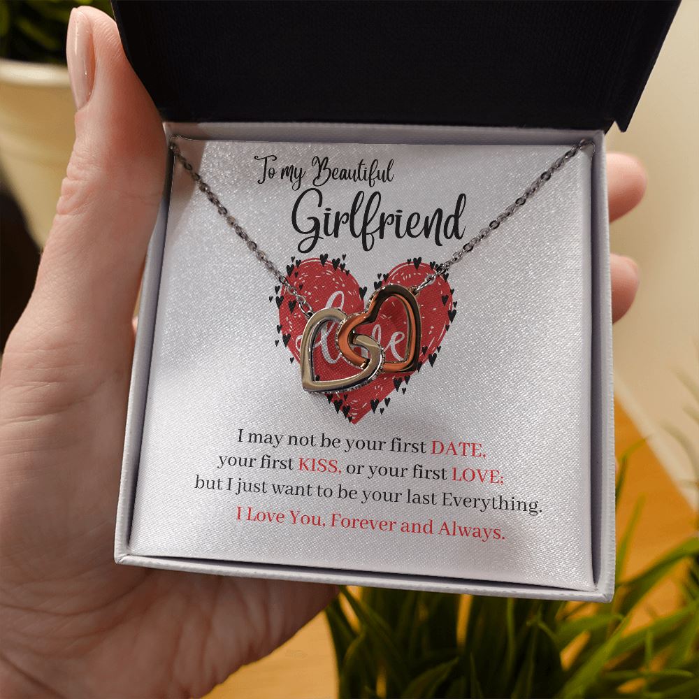 To my Beautiful Girlfriend - Interlocking Hearts Necklace Jewelry ShineOn Fulfillment 