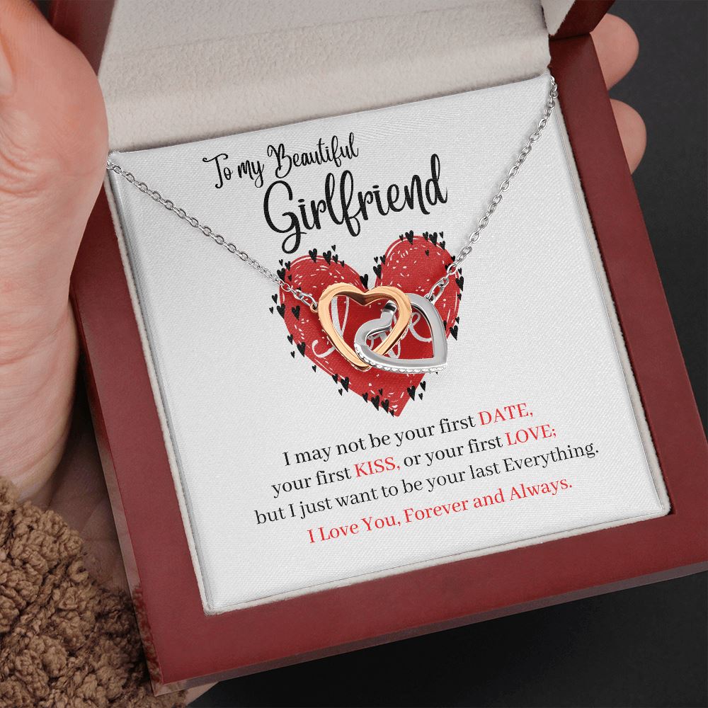 To my Beautiful Girlfriend - Interlocking Hearts Necklace Jewelry ShineOn Fulfillment 