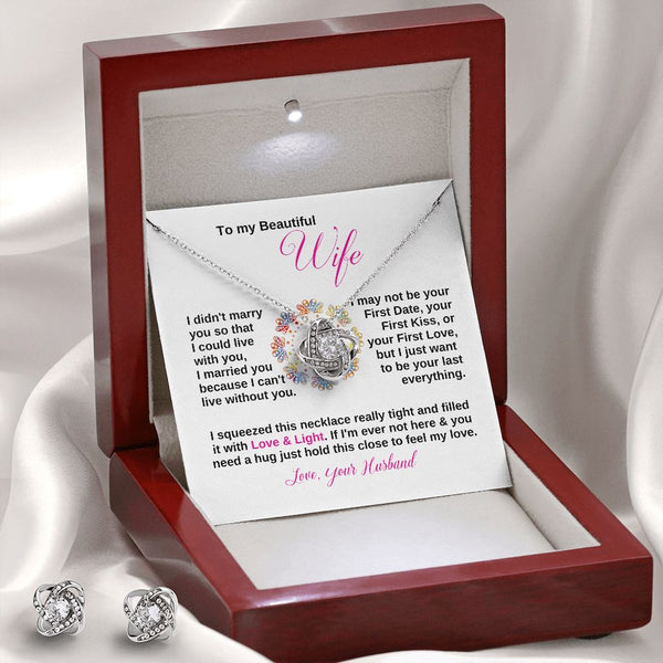 To my Beautiful Wife - Love Knot Earring & Necklace Set Jewelry ShineOn Fulfillment 