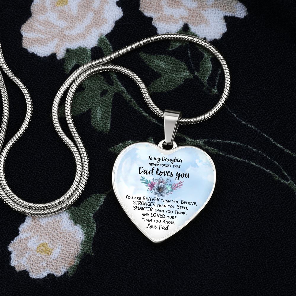 To my Daughter - Dad loves you - Luxury Heart Necklace Jewelry ShineOn Fulfillment 