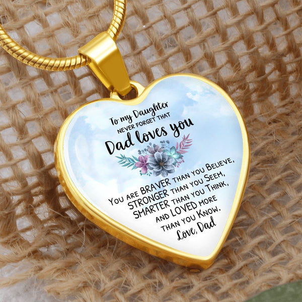 To my Daughter - Dad loves you - Luxury Heart Necklace Jewelry ShineOn Fulfillment 