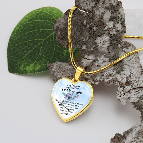 To my Daughter - Dad loves you - Luxury Heart Necklace Jewelry ShineOn Fulfillment 