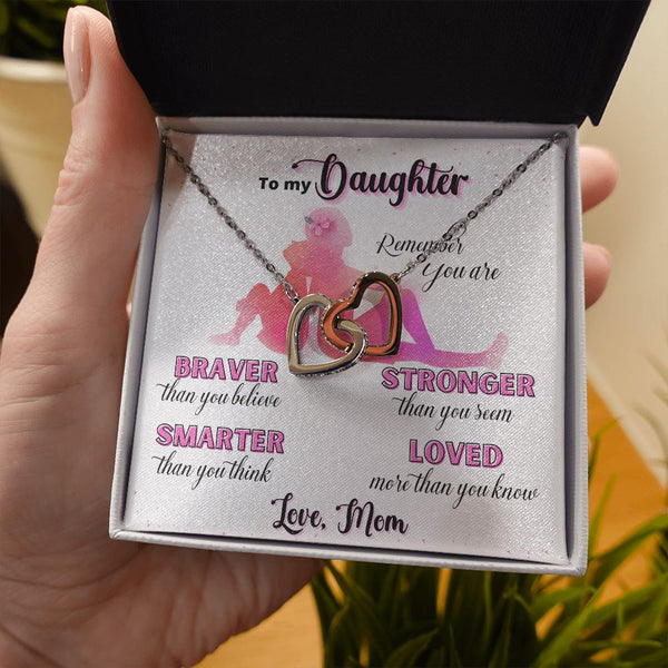 To my Daughter, Remember you are... - Interlocked Hearts Necklace Jewelry ShineOn Fulfillment 