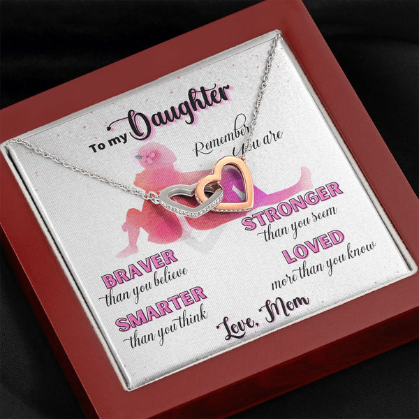 To my Daughter, Remember you are... - Interlocked Hearts Necklace Jewelry ShineOn Fulfillment 