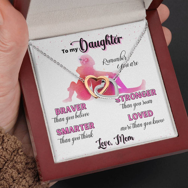 To my Daughter, Remember you are... - Interlocked Hearts Necklace Jewelry ShineOn Fulfillment 