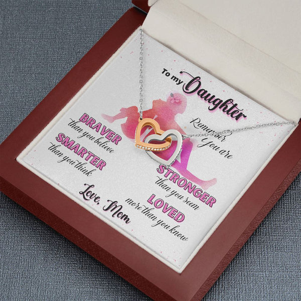 To my Daughter, Remember you are... - Interlocked Hearts Necklace Jewelry ShineOn Fulfillment 