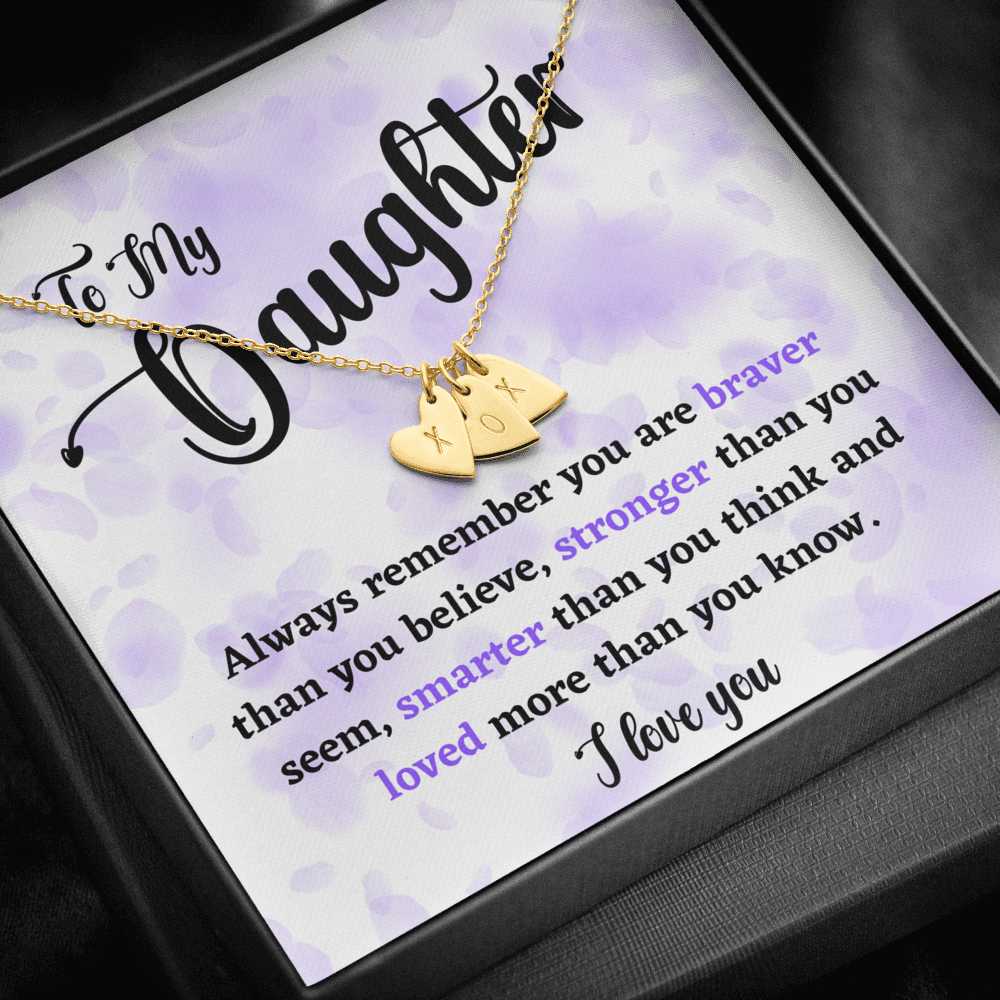 To my Daughter - The Sweetest Hearts Necklace Jewelry ShineOn Fulfillment 18K Yellow Gold Finish - 3 Hearts 