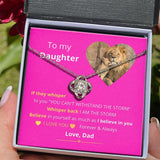To My Daughter - This Old Lion Will Always Have Your Back - Interlocking hearts Necklace (Pink Card) Jewelry ShineOn Fulfillment 