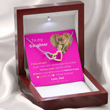 To My Daughter - This Old Lion Will Always Have Your Back - Interlocking hearts Necklace (Pink Card) Jewelry ShineOn Fulfillment 