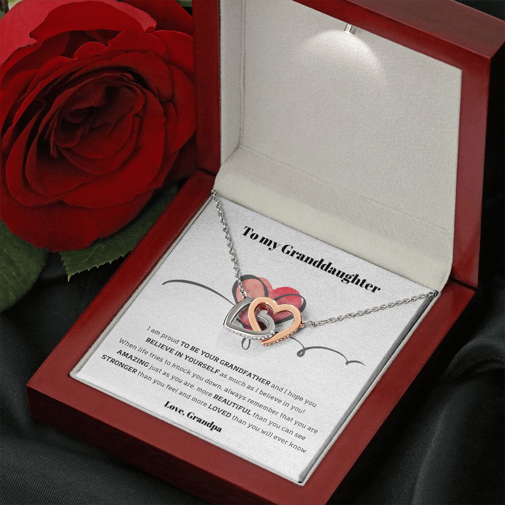 To My Granddaughter, love Grandpa - Interlocking Hearts necklace Jewelry ShineOn Fulfillment 