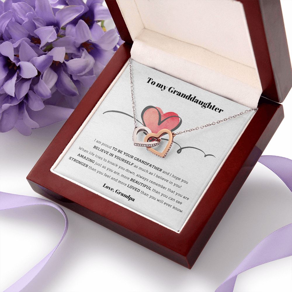 To My Granddaughter, love Grandpa - Interlocking Hearts necklace Jewelry ShineOn Fulfillment 