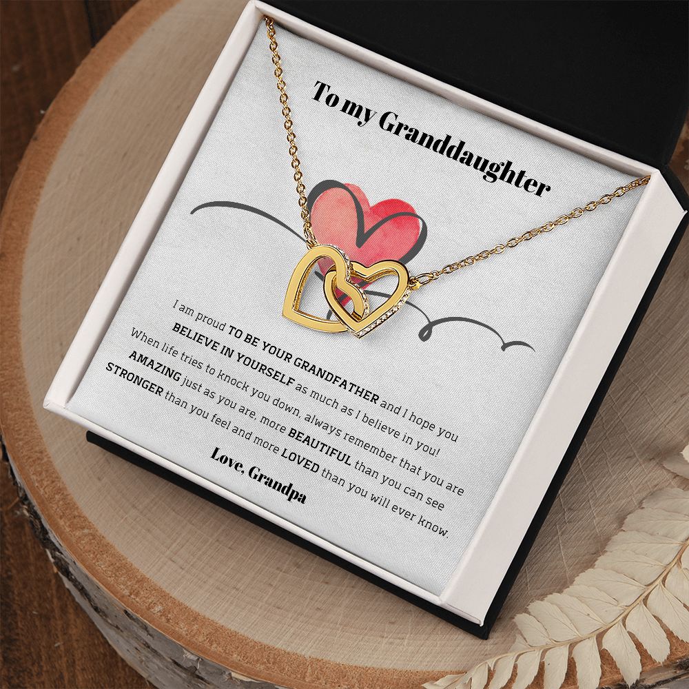 To My Granddaughter, love Grandpa - Interlocking Hearts necklace Jewelry ShineOn Fulfillment 