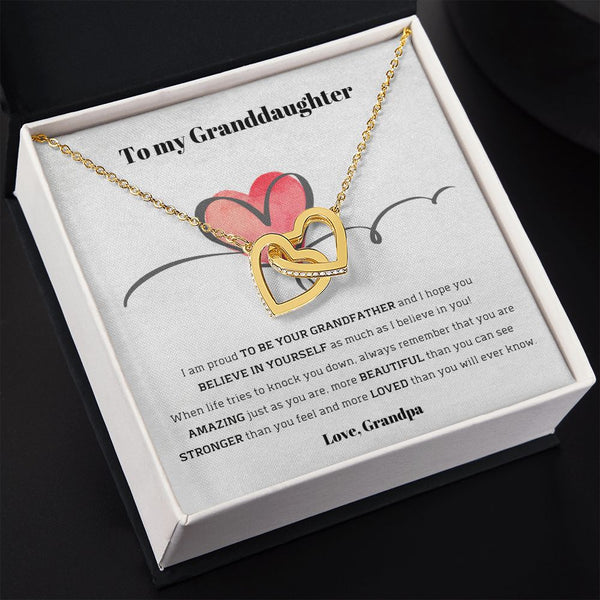 To My Granddaughter, love Grandpa - Interlocking Hearts necklace Jewelry ShineOn Fulfillment 